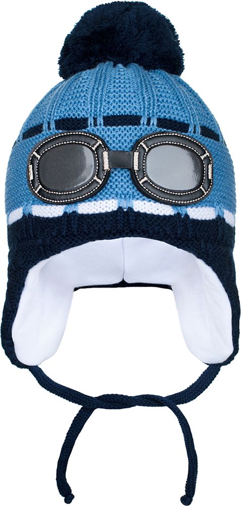 Zimní dětská čepička New Baby brýle modrá - Zimní dětská čepička New Baby brýle modrá - obrázek 1