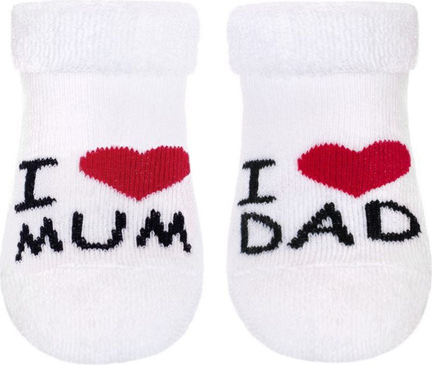 Kojenecké froté ponožky New Baby bílé I Love Mum and Dad - obrázek 1