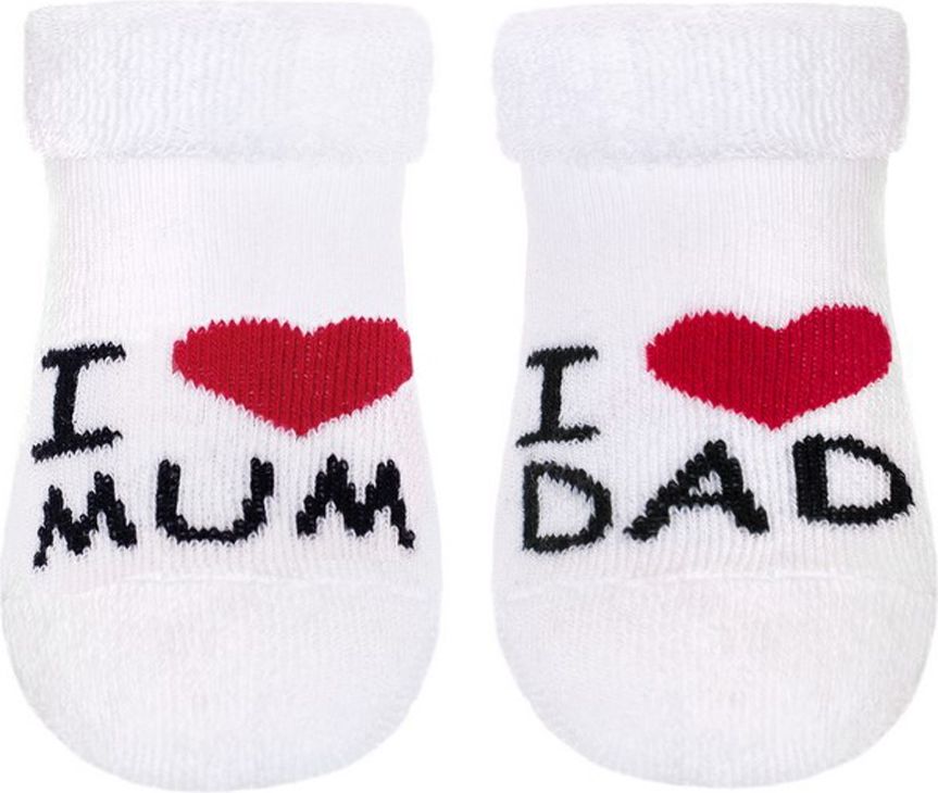 Kojenecké froté ponožky New Baby bílé I Love Mum and Dad - 62 (3-6m) - obrázek 1