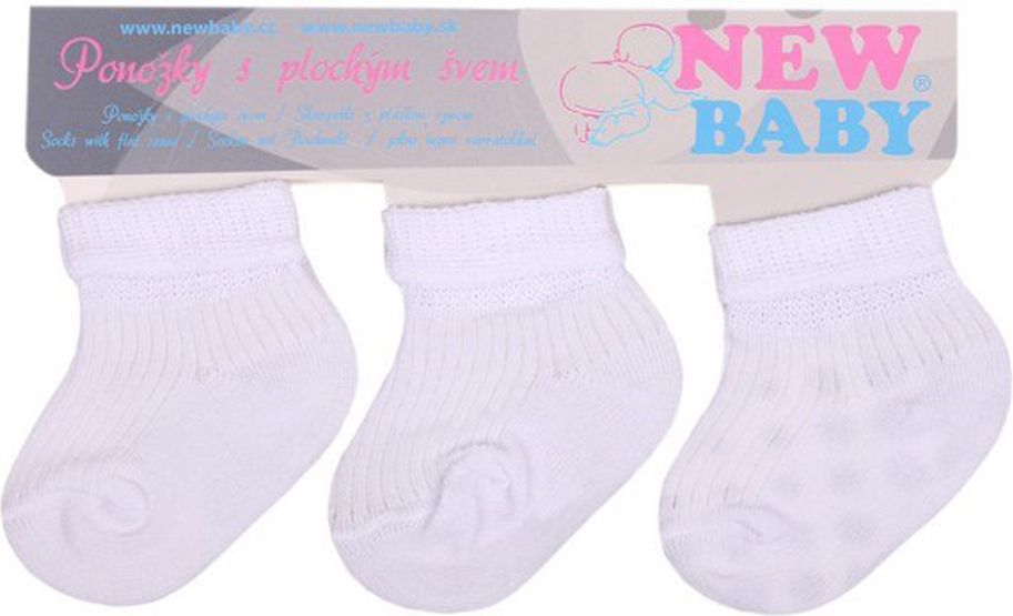 Kojenecké pruhované ponožky New Baby bílé - 3ks - 62 (3-6m) - obrázek 1