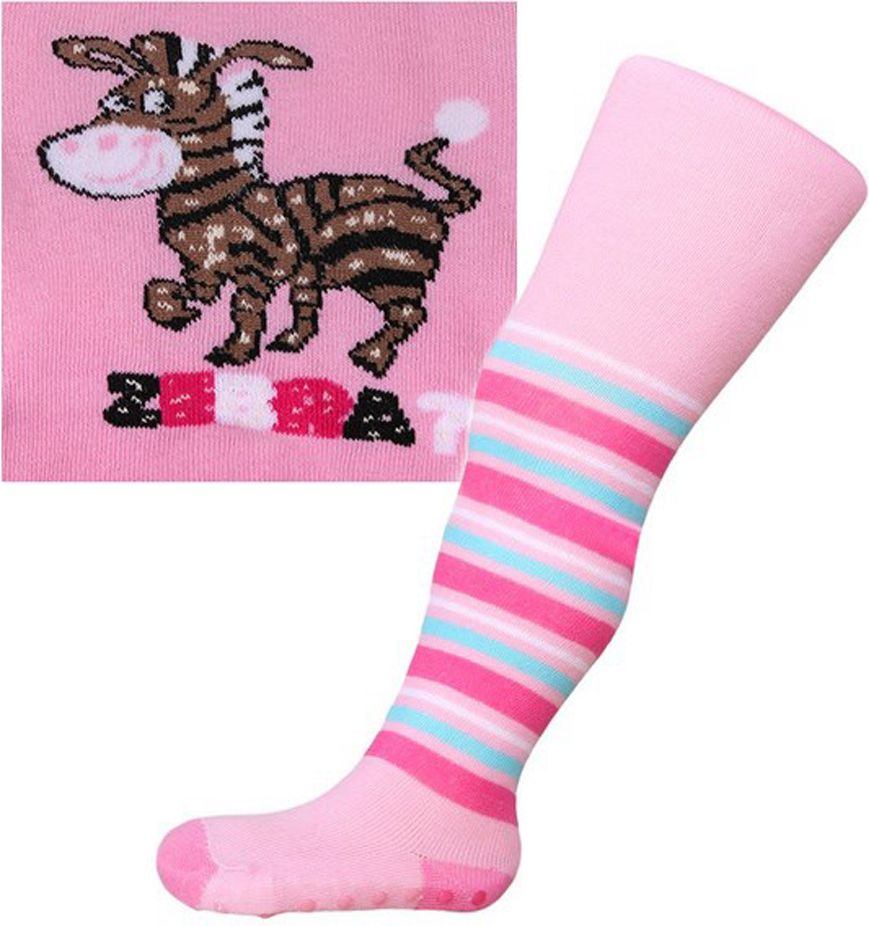 Bavlněné punčocháčky New Baby s ABS růžové zebra - 104 (3-4r) - obrázek 1