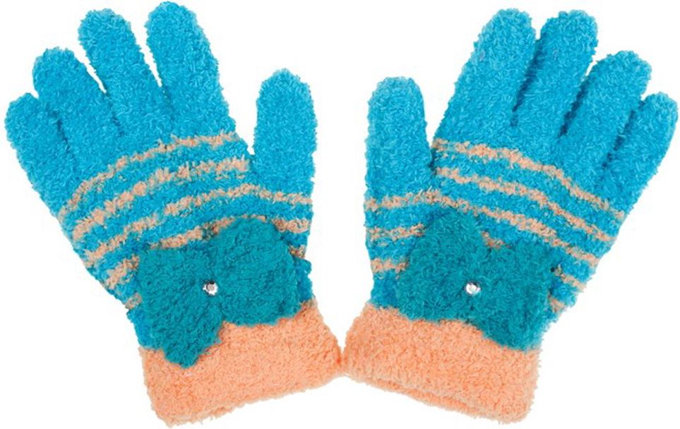 Dětské zimní froté rukavičky New Baby modro-oranžové - Dětské zimní froté rukavičky New Baby modro-oranžové - obrázek 1