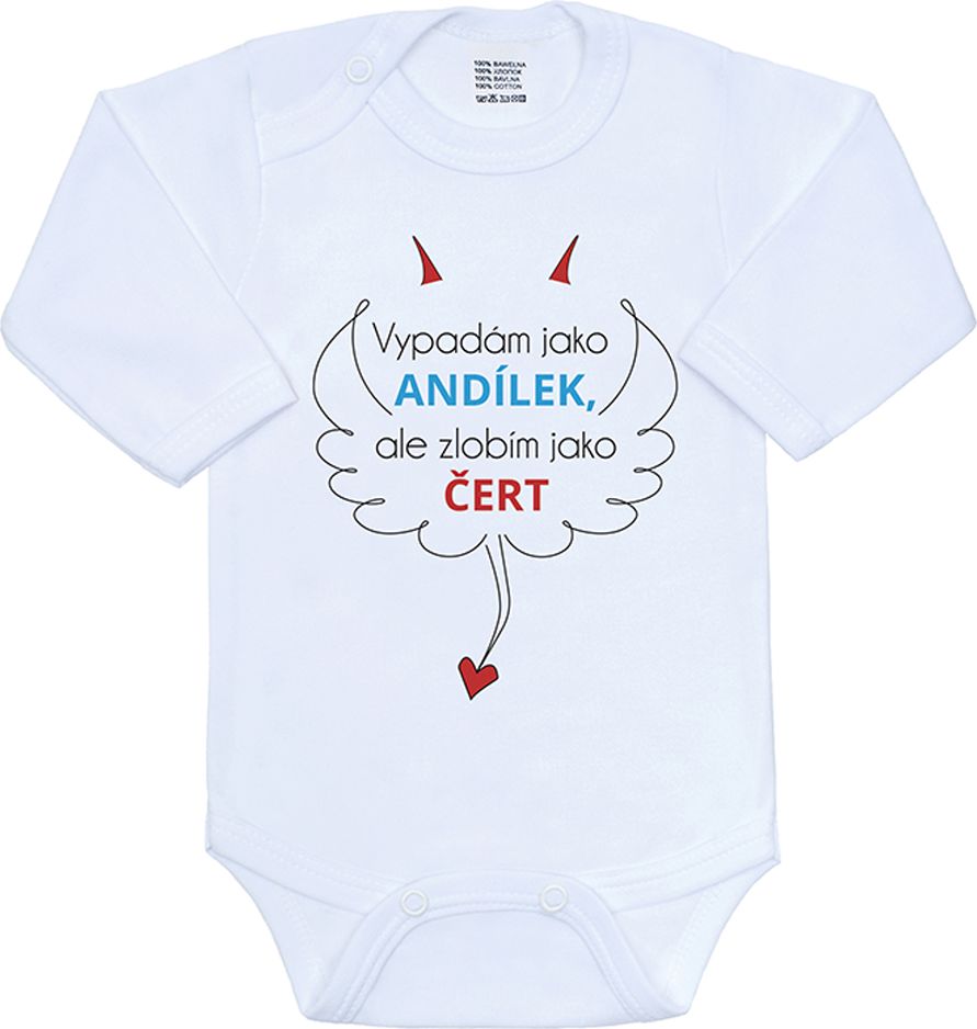 Body s potiskem New Baby Vypadám jako ANDÍLEK, ale zlobím jako ČERT - 68 (4-6m) - obrázek 1
