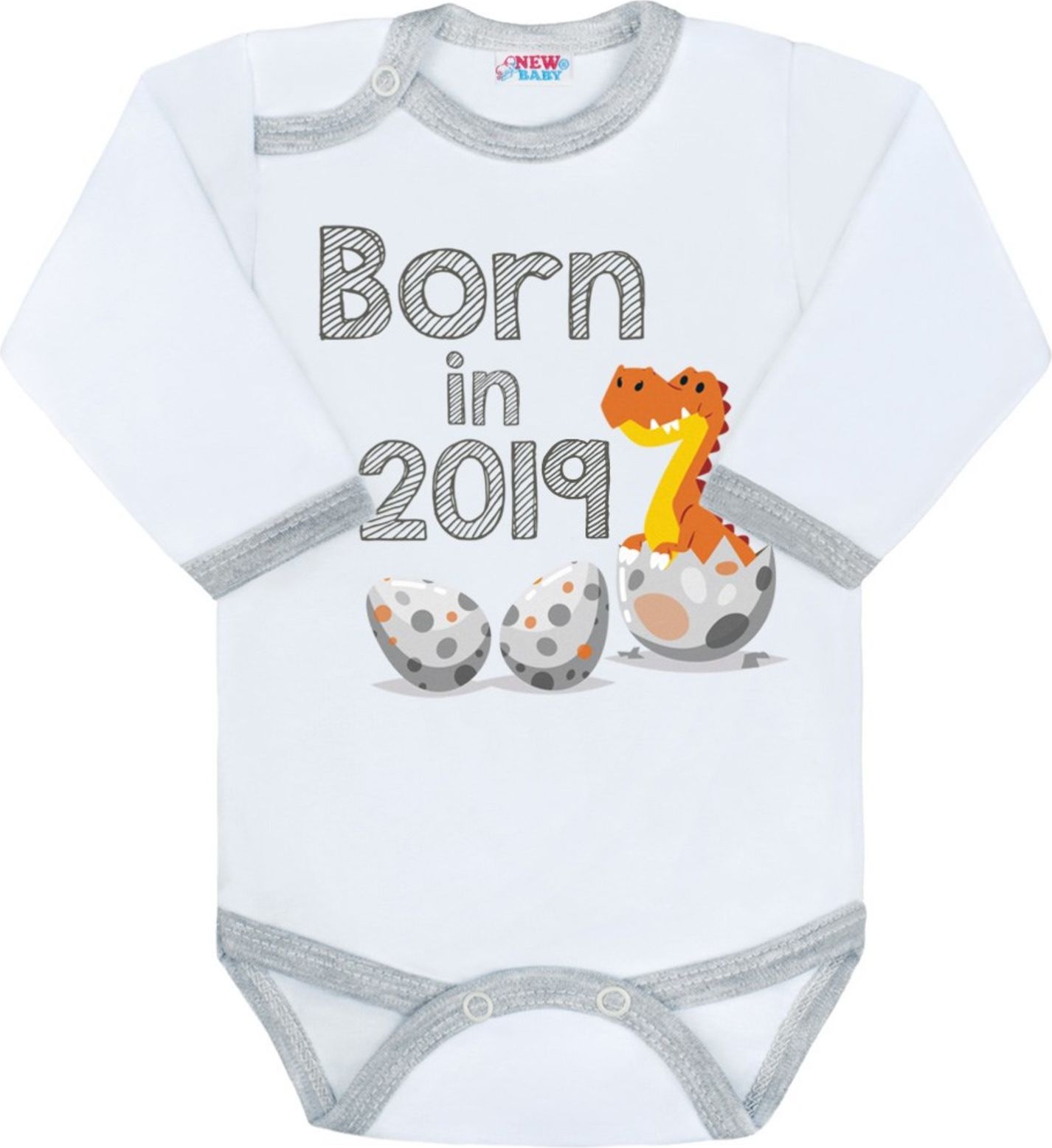Body s potiskem New Baby Born in 2019 šedo-bílé - 56 (0-3m) - obrázek 1