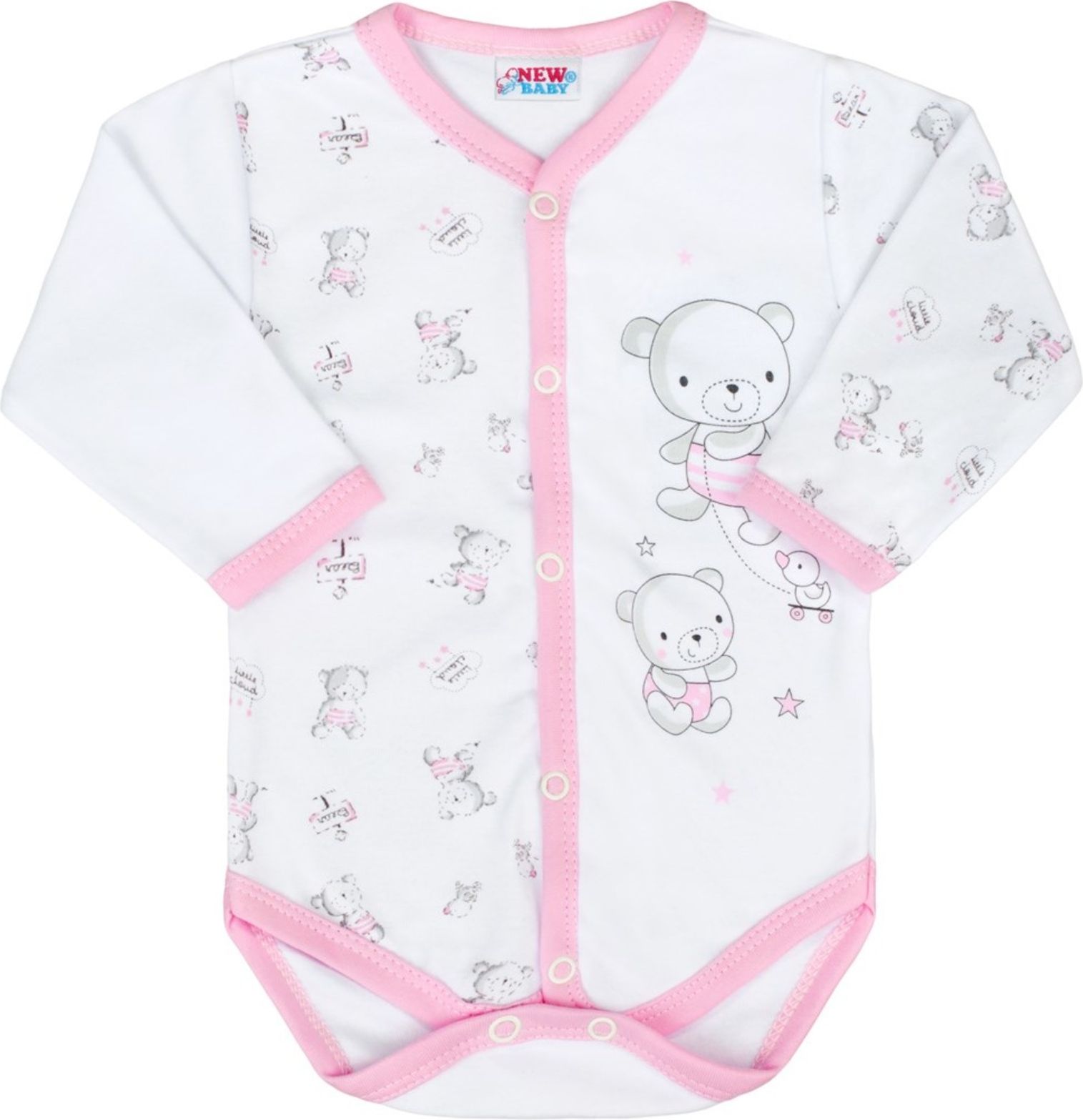 Kojenecké celorozepínací body New Baby Bears růžové - 68 (4-6m) - obrázek 1
