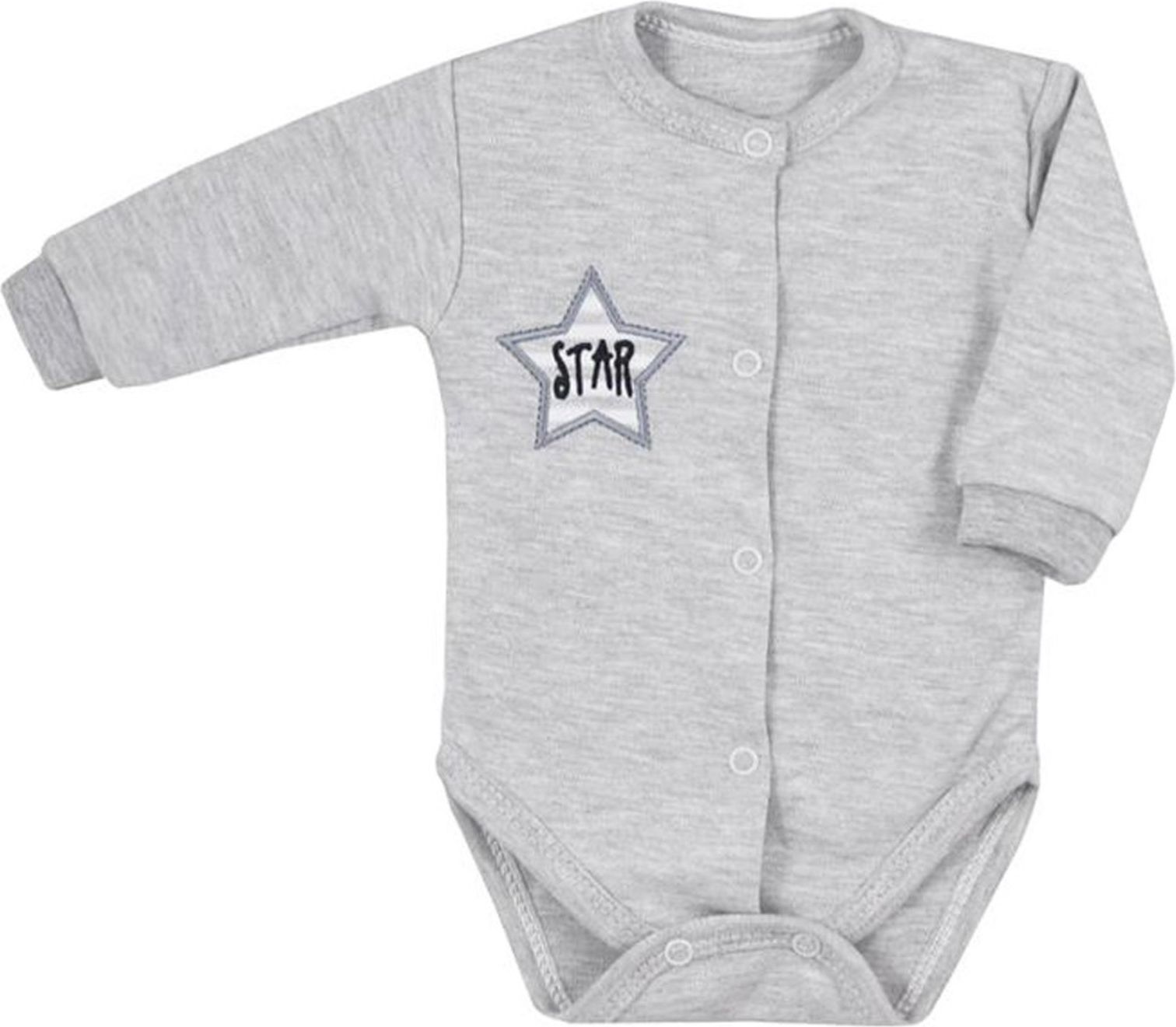 Kojenecké celorozepínací body Koala Star šedé - 68 (4-6m) - obrázek 1