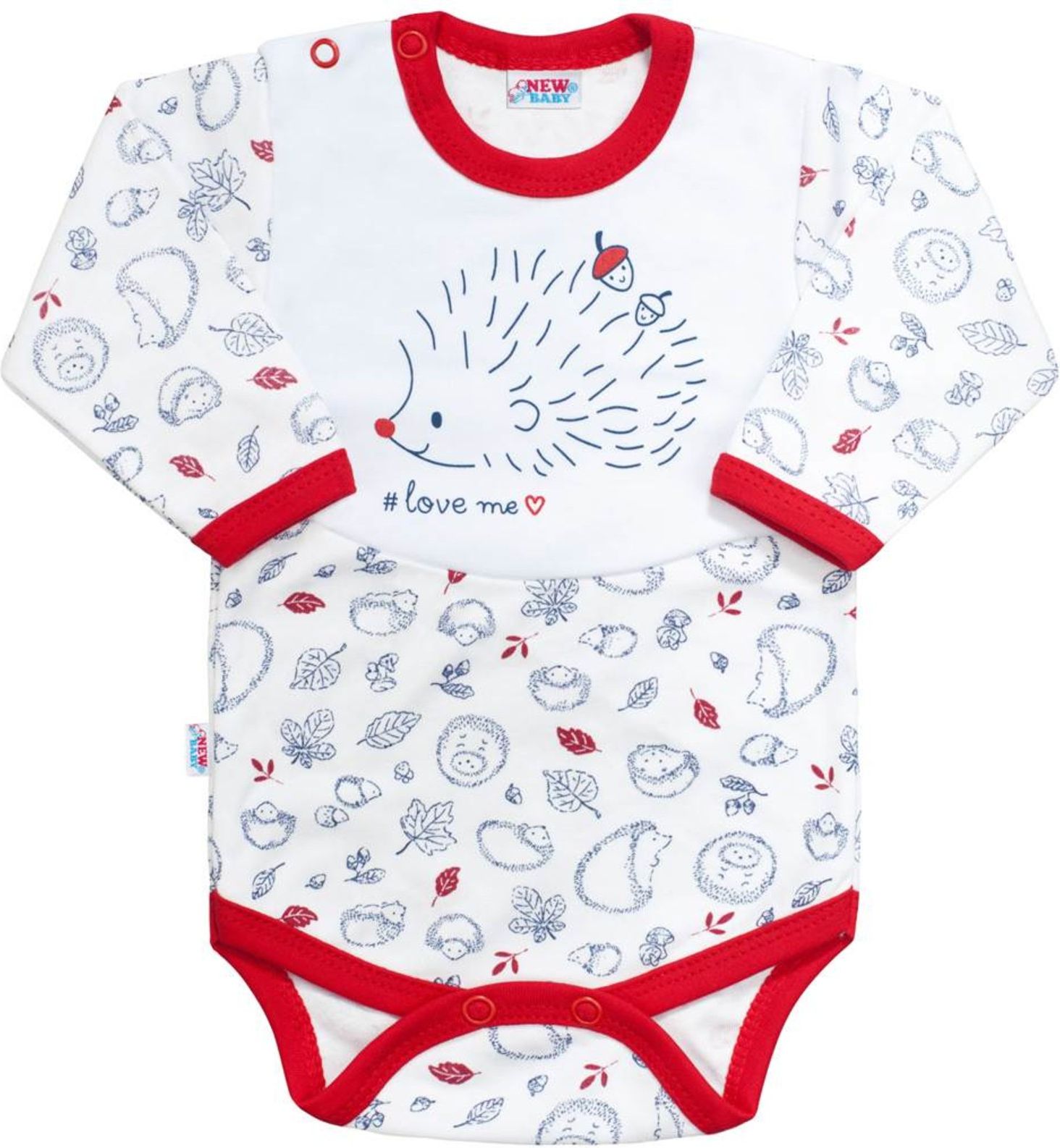 Kojenecké body s dlouhým rukávem New Baby Hedgehog červené - Kojenecké body s dlouhým rukávem New Baby Hedgehog červené - obrázek 1