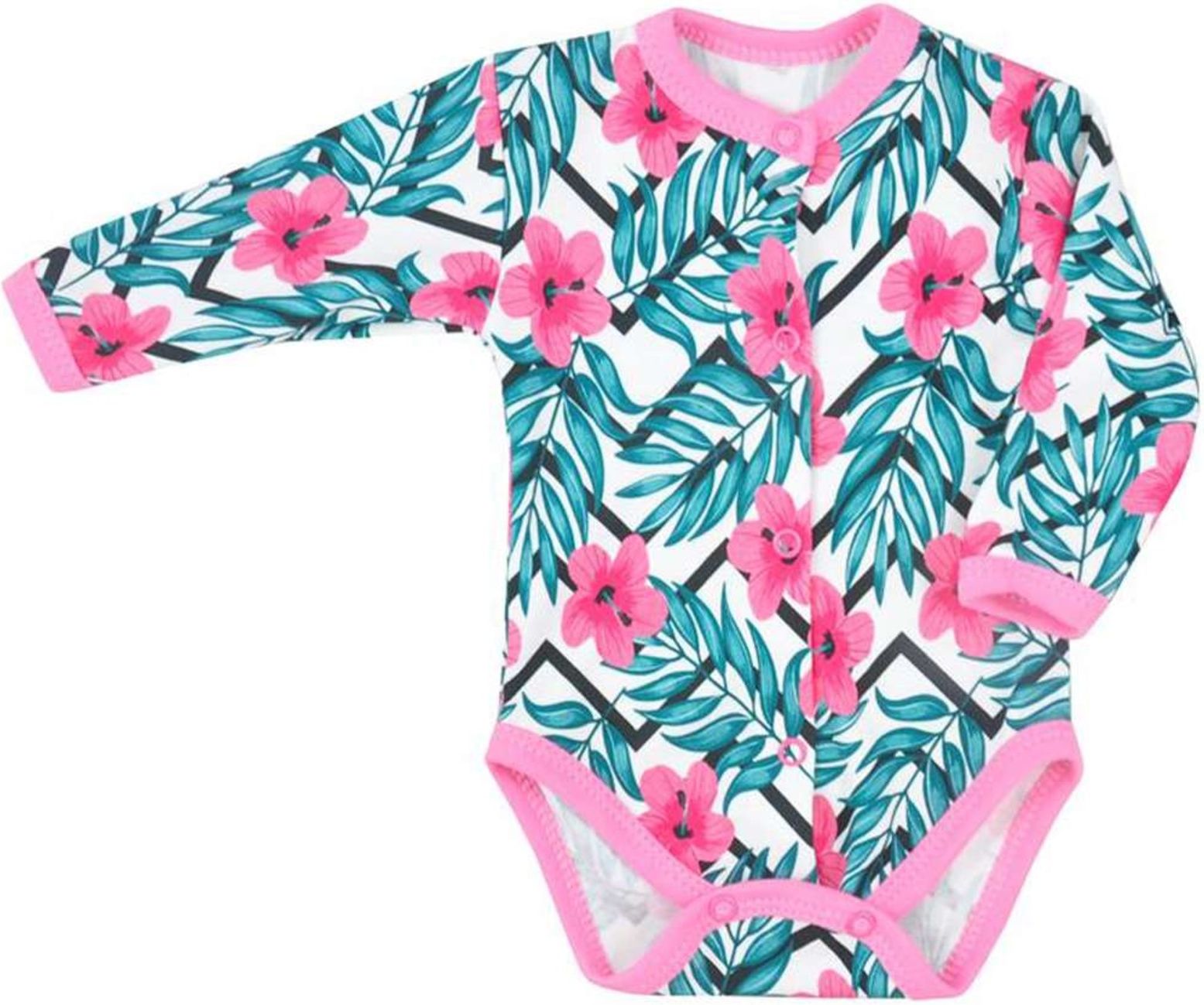 Kojenecké celorozepínací body Koala Tropical růžové - Kojenecké celorozepínací body Koala Tropical růžové - obrázek 1