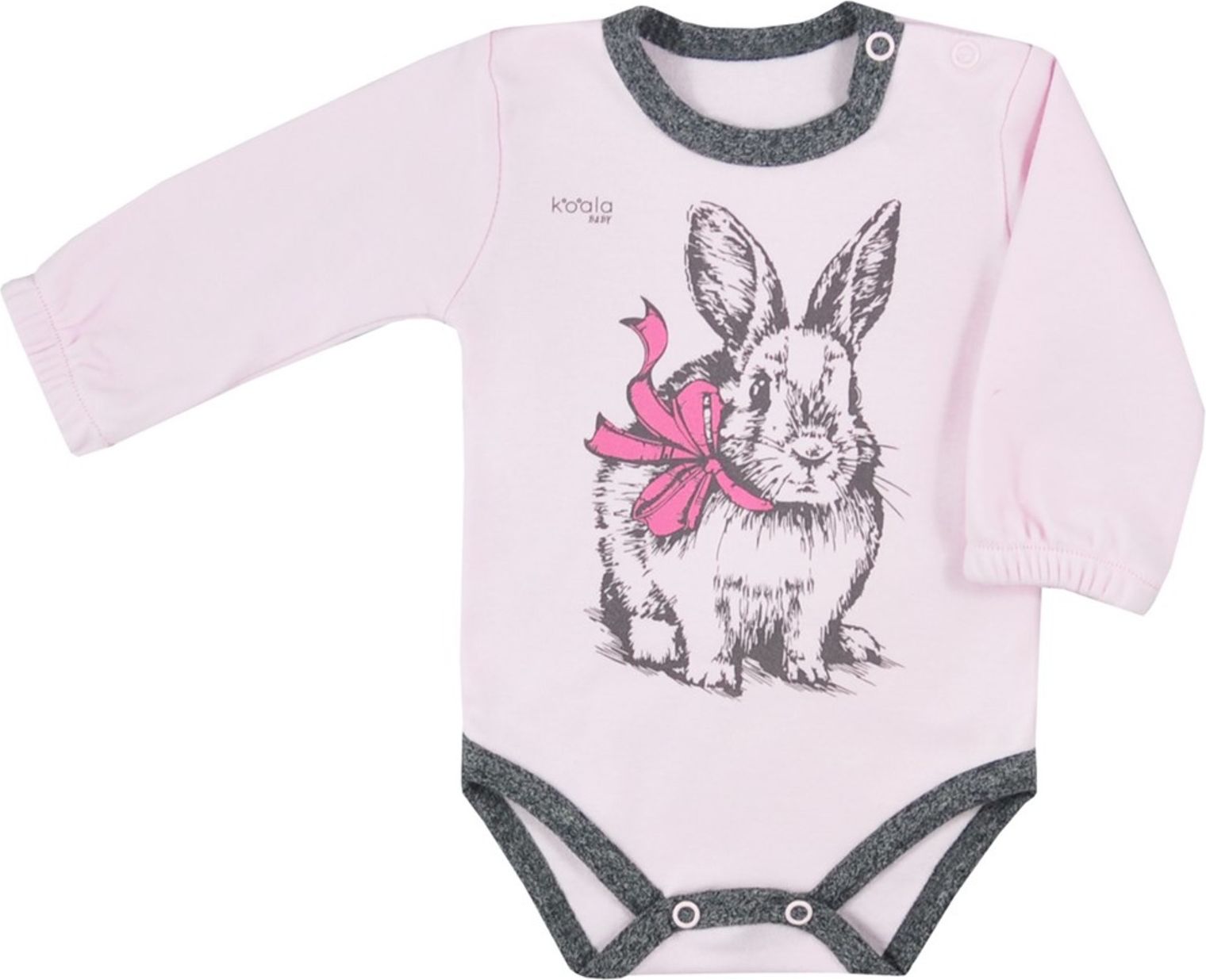 Kojenecké body s dlouhým rukávem Koala Anitka růžovo-šedé - Kojenecké body s dlouhým rukávem Koala Anitka růžovo-šedé - obrázek 1
