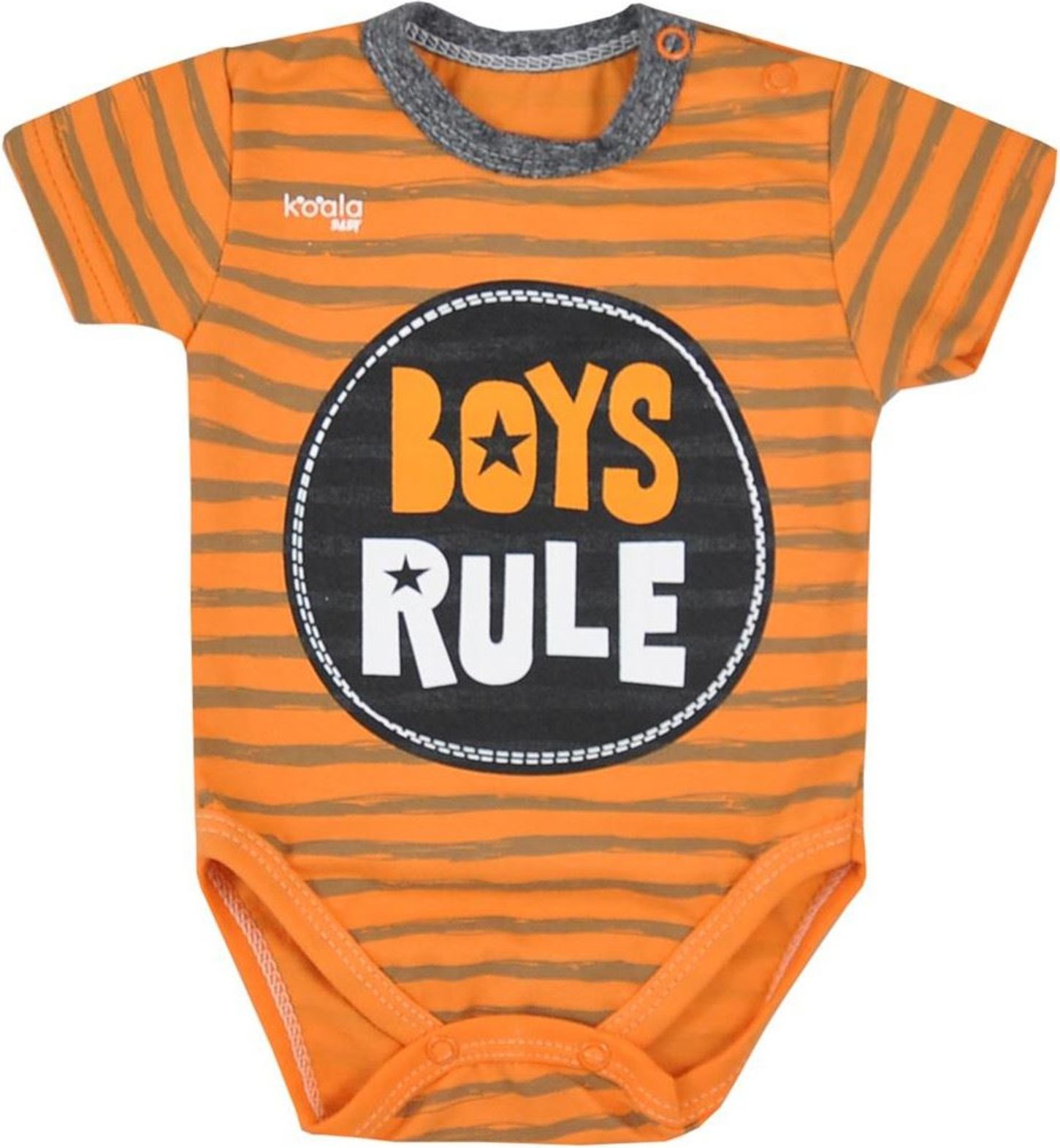 Kojenecké letní body Koala Boys Rule oranžové - Kojenecké letní body Koala Boys Rule oranžové - obrázek 1