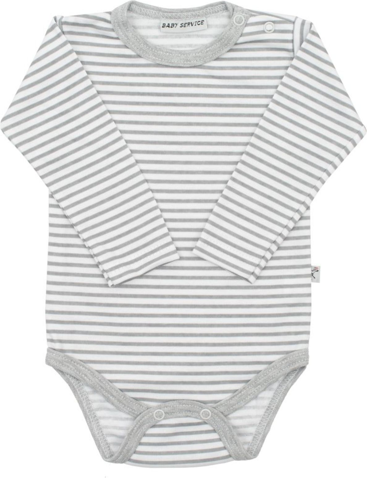 Kojenecké bavlněné body Baby Service Retro pruhy šedé - Kojenecké bavlněné body Baby Service Retro pruhy šedé - obrázek 1