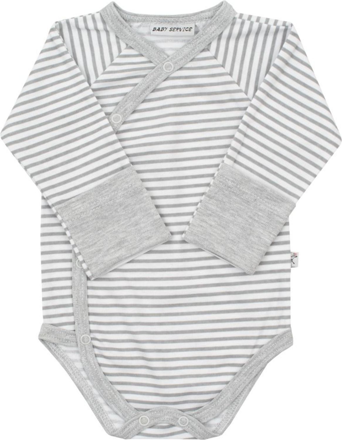Kojenecké celorozepínací bavlněné body Baby Service Retro pruhy šedé - Kojenecké celorozepínací bavlněné body Baby Service Retro pruhy šedé - obrázek 1