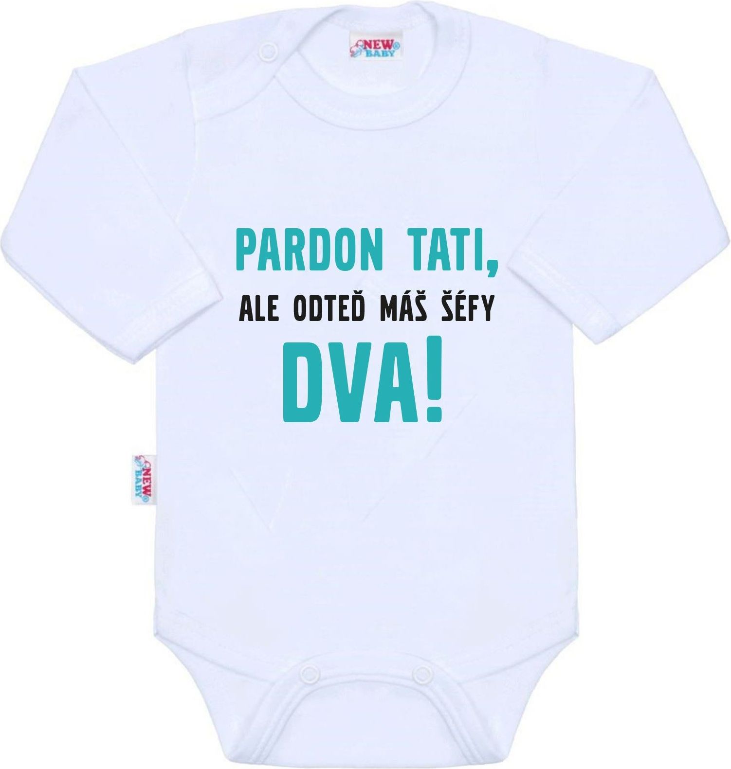 Body s potiskem New Baby Pardon tati, ...máš šéfy dva! - Body s potiskem New Baby Pardon tati, ...máš šéfy dva! - obrázek 1