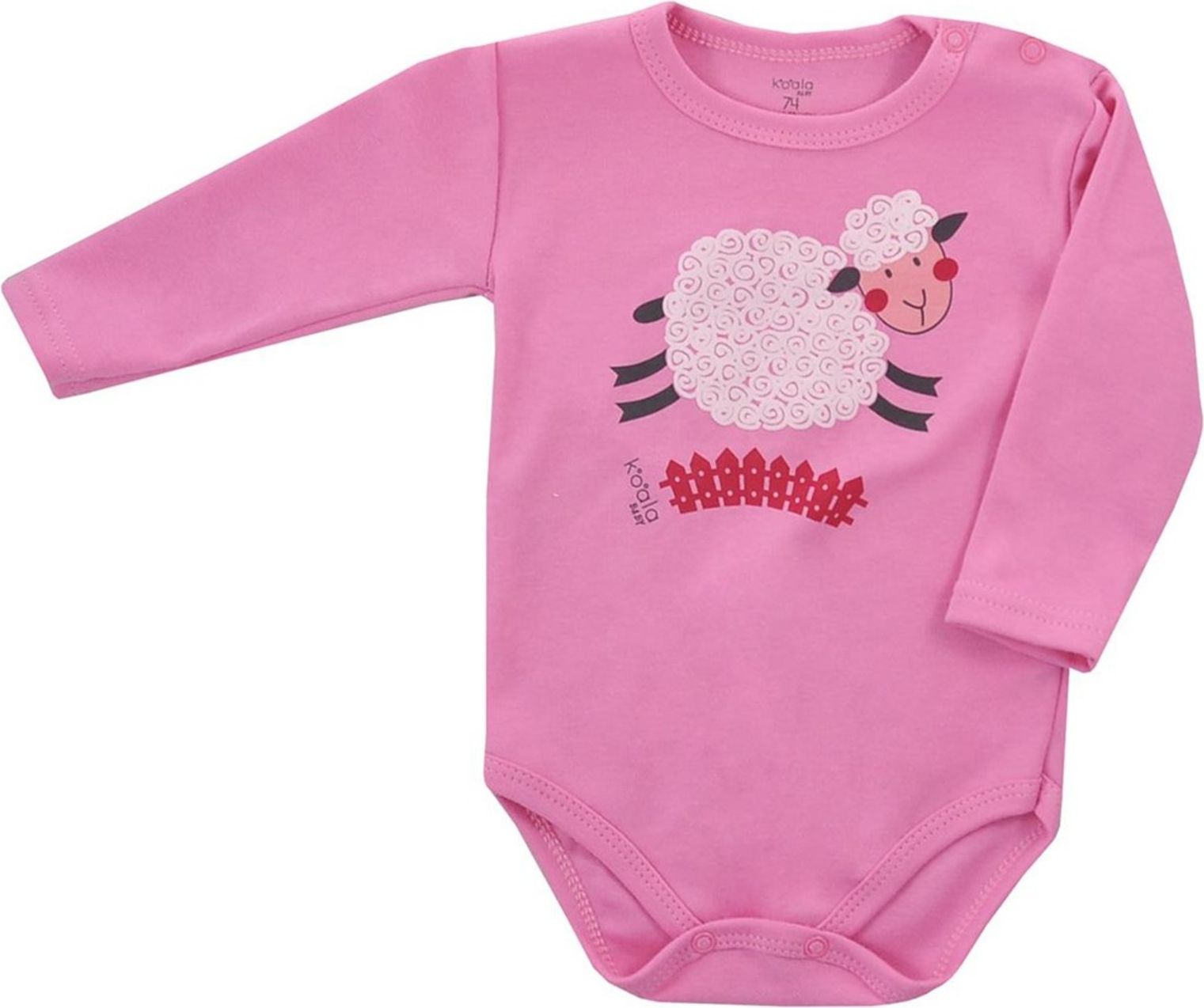 Kojenecké body s dlouhým rukávem Koala Farm růžové - Kojenecké body s dlouhým rukávem Koala Farm růžové - obrázek 1