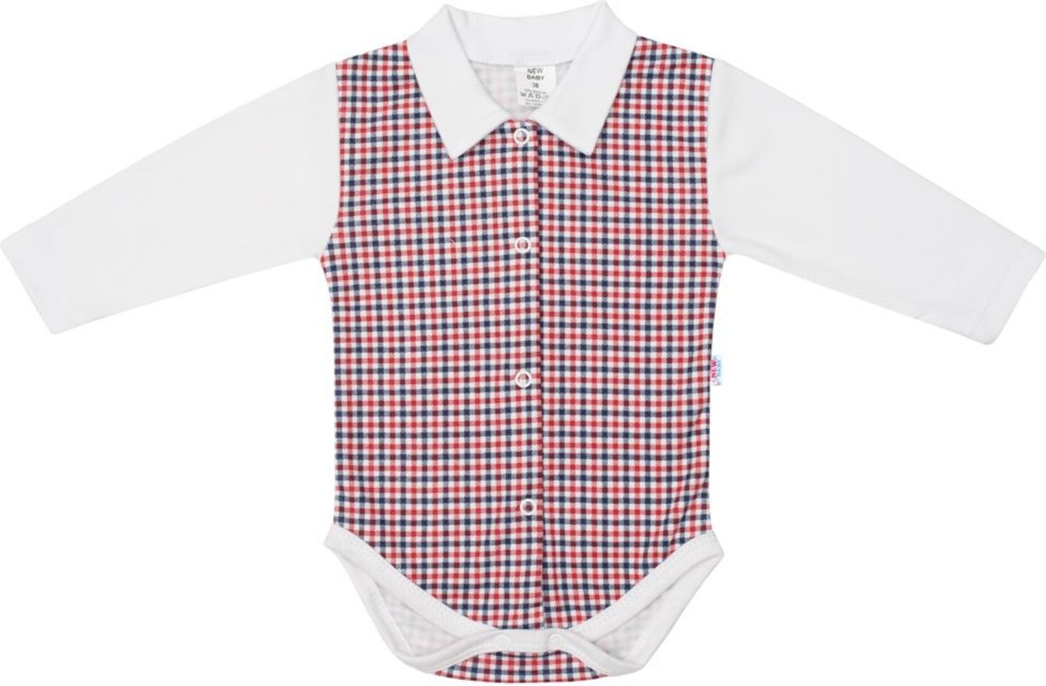 Kojenecké celorozepínací Polo body New Baby Checkered bílé - Kojenecké celorozepínací Polo body New Baby Checkered bílé - obrázek 1