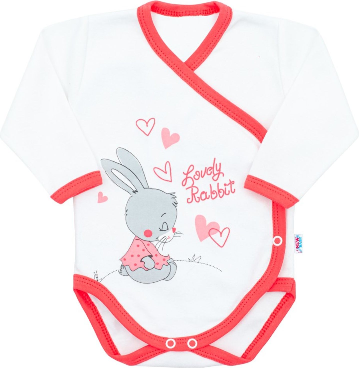 Dětské body s bočním zapínáním New Baby Lovely Rabbit růžové - Dětské body s bočním zapínáním New Baby Lovely Rabbit růžové - obrázek 1
