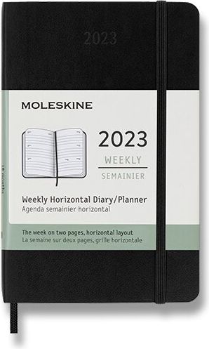 Moleskine Diář 2023 - měkké desky S, týdenní, horizontální, černý A6 - obrázek 1
