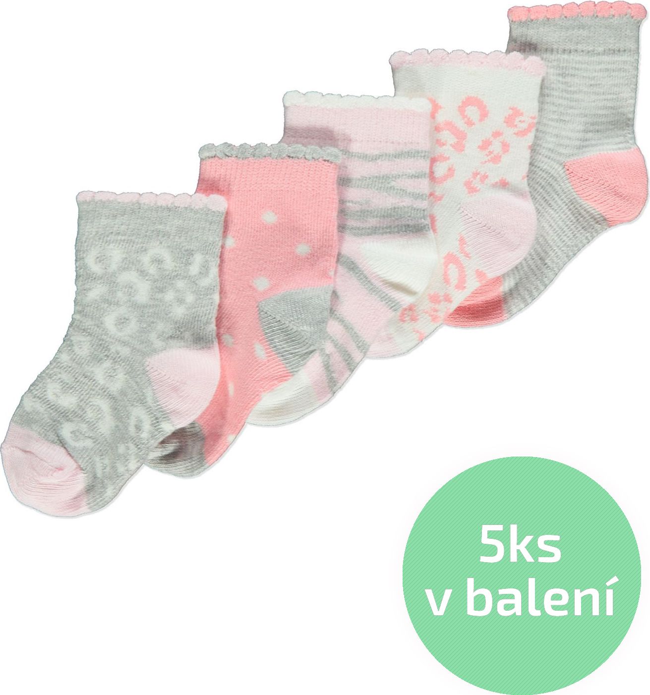 Kojenecké ponožky GEORGE, 5ks v balení, motiv zvířecí vzory Velikost: EU 19 - 22.5 (1 - 2 roky) - obrázek 1