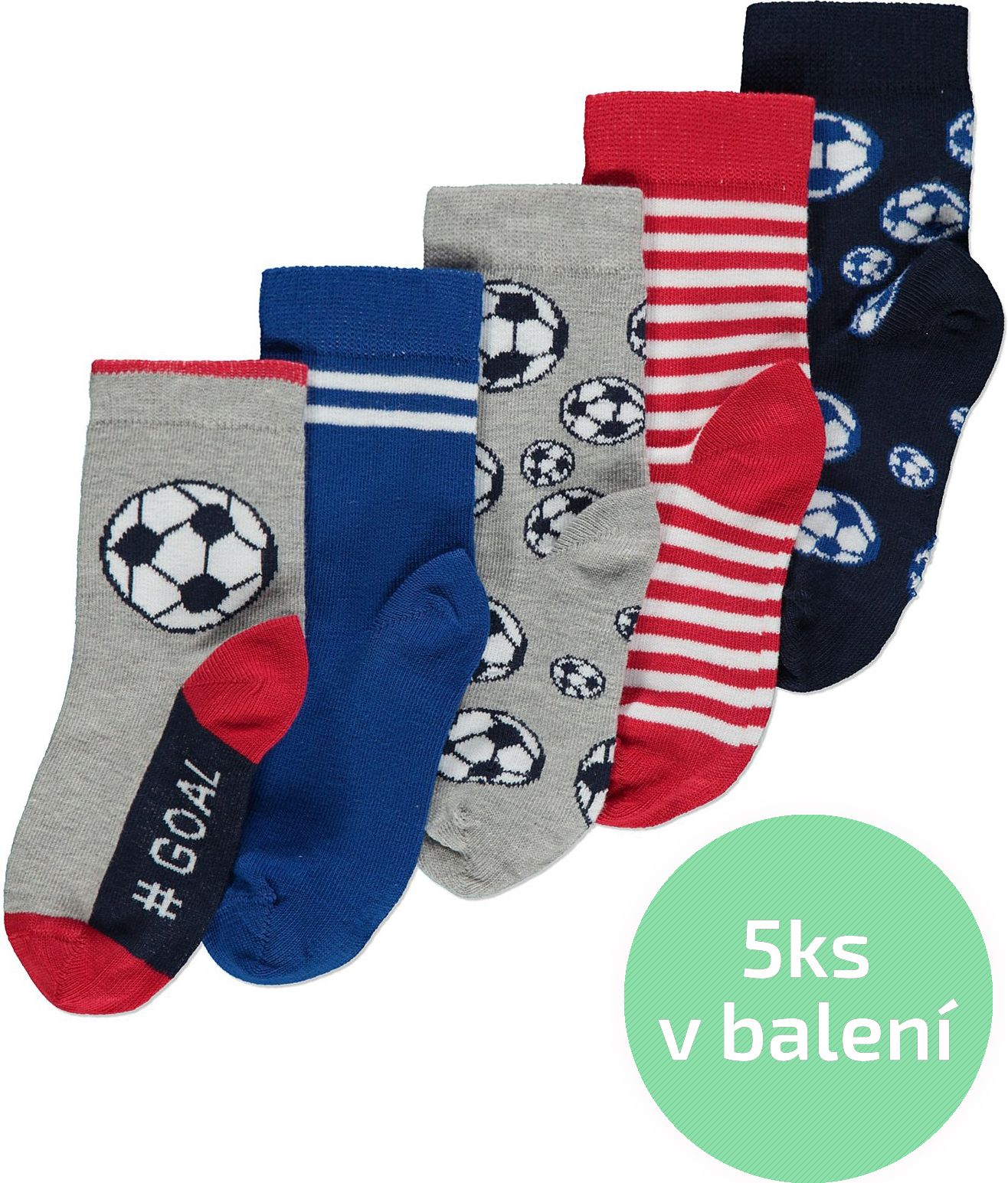 Chlapecké ponožky GEORGE, 5ks v balení, motiv fotbal Velikost: EU 23 - 26.5 (2 - 3 roky) - obrázek 1