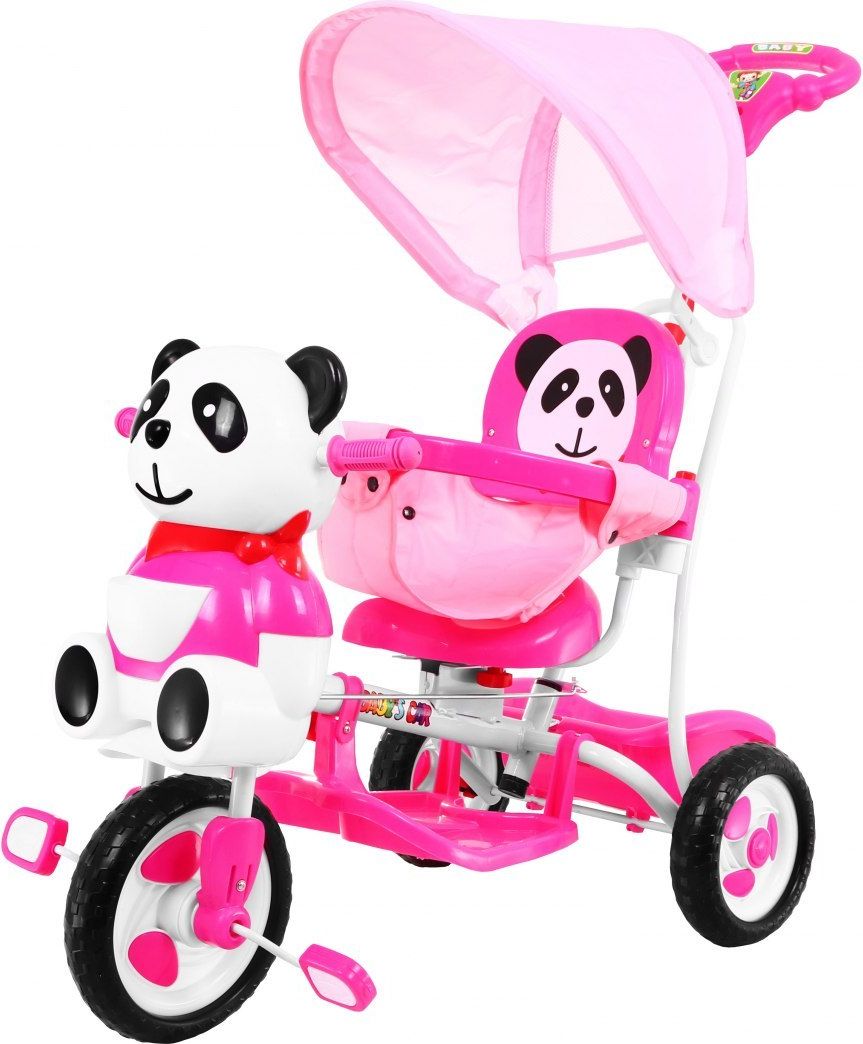 Mamido  Dětská tříkolka Panda se zvukovými efekty růžová  R-A23-2 R - obrázek 1