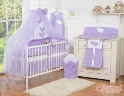 Kapsář na postýlku SRDÍČKA - fialový - Bobono - 60x60cm - obrázek 2