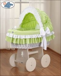 Koš proutěný bílý s boudičkou a výbavou - KANÝRKY zelený - My Sweet Baby - obrázek 1