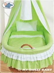 Koš proutěný bílý s boudičkou a výbavou - KANÝRKY zelený - My Sweet Baby - obrázek 2