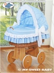 Koš proutěný bílý s boudičkou a výbavou - KANÝRKY modrý - My Sweet Baby - obrázek 2