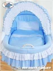 Koš proutěný bílý s boudičkou a výbavou - KANÝRKY modrý - My Sweet Baby - obrázek 3