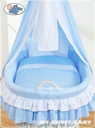 Koš proutěný bílý s NEBESY a výbavou - KANÝRKY modrý - My Sweet Baby - obrázek 2