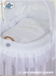 Koš proutěný s boudičkou a výbavou - KORUNA bílý - My Sweet Baby     varianta výšivky LITTLE PRINCESS (pro holčičku) - obrázek 2