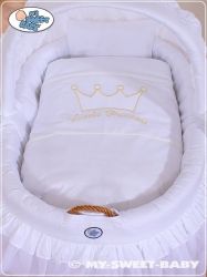 Koš proutěný s boudičkou a výbavou - KORUNA bílý - My Sweet Baby     varianta výšivky LITTLE PRINCESS (pro holčičku) - obrázek 3