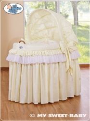 Koš proutěný s boudičkou a výbavou - KORUNA smetanový - My Sweet Baby       varianta výšivky LITTLE PRINCESS (pro holčičku) - obrázek 1