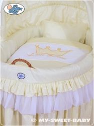 Koš proutěný s boudičkou a výbavou - KORUNA smetanový - My Sweet Baby       varianta výšivky LITTLE PRINCESS (pro holčičku) - obrázek 2