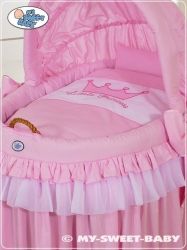 Koš proutěný s boudičkou a výbavou - KORUNA Little Princess růžový - My Sweet Baby - obrázek 2
