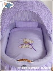 Koš PŘÍRODNÍ s boudičkou a výbavou - MÉĎA S MAŠLÍ fialový - My Sweet Baby - obrázek 2