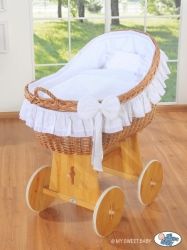 Koš proutěný přírodní - CARINA s bílou výbavou - My Sweet Baby - obrázek 1