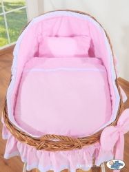Koš proutěný přírodní - CARINA s růžovou výbavou - My Sweet Baby - obrázek 2