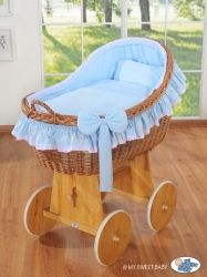 Koš proutěný přírodní - CARINA s modrou výbavou - My Sweet Baby - obrázek 1