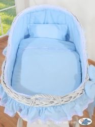 Koš proutěný bílý - CARINA s modrou výbavou - My Sweet Baby - obrázek 2