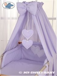 Nebesa nad postýlku bavlněná - SRDÍČKA fialová - obrázek 1