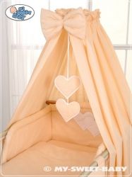 Nebesa nad postýlku bavlněná - SRDÍČKA meruňková - obrázek 1