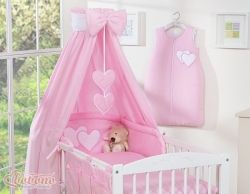 Nebesa nad postýlku bavlněná - SRDÍČKA růžová - obrázek 1