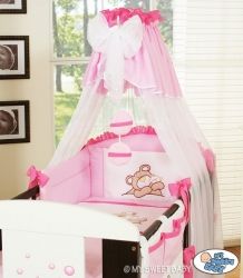 Nebesa nad postýlku šifonová - MÉĎA BARNABÁŠ bílá s růžovou - obrázek 1