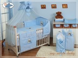 Moskytiéra nad postýlku šifonová - MÉĎA S MAŠLÍ modrá - obrázek 1