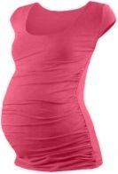 Těhotenské tričko - mini rukáv - JOHANKA - lososvě růžové velikost S/M - obrázek 1