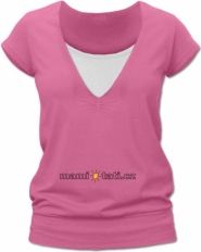 Těhotenské i kojící tričko - krátký rukáv - JULIE růžové velikost S/M - obrázek 1