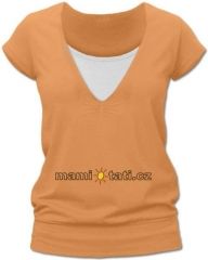 Těhotenské i kojící tričko - krátký rukáv - JULIE oranžové  velikost L/XL - obrázek 1