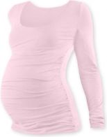 Těhotenské tričko dlouhý rukáv - JOHANKA - světle růžové velikost S/M - obrázek 1