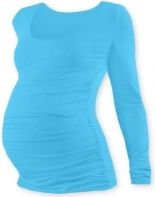 Těhotenské tričko dlouhý rukáv - JOHANKA - tyrkysové velikost L/XL - obrázek 1